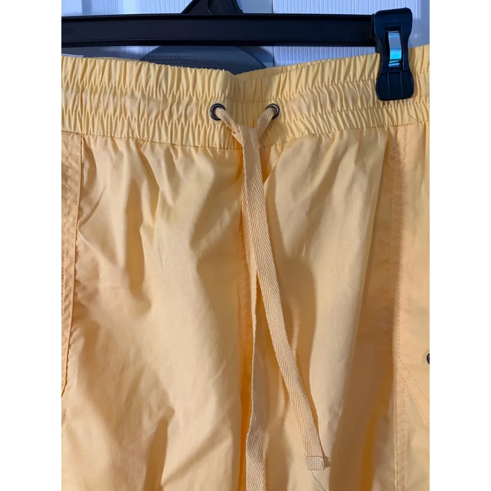 Palm Rio Womens Yellow Cropped Drawstring Elastic Waist Utility Pants NWT